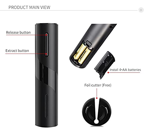 IraXpro Electric Wine Opener,Automatic Wine Bottle Opener,Electric Wine Opener Cordless,Battery Operated Wine Opener with Foil Cutter,One-Click B