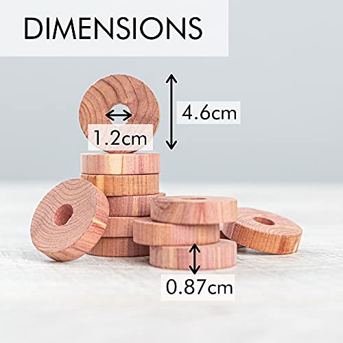 32 Pack Cedar wood Rings & 100% Natural Moth Repellent - Organic Clothes Moths - Aromatic Cedar Rings - Moth Killer for Wardrobes Hanging, drawer