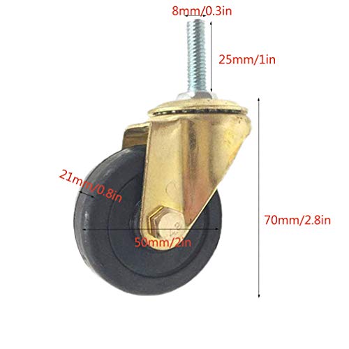 NANCYMISSY 50mm Caster Wheels,Swivel Casters with Brake,Rubber Furniture Caster,with M8 Threaded Rod,for Home Furniture,Office Table Cabinet,Quie