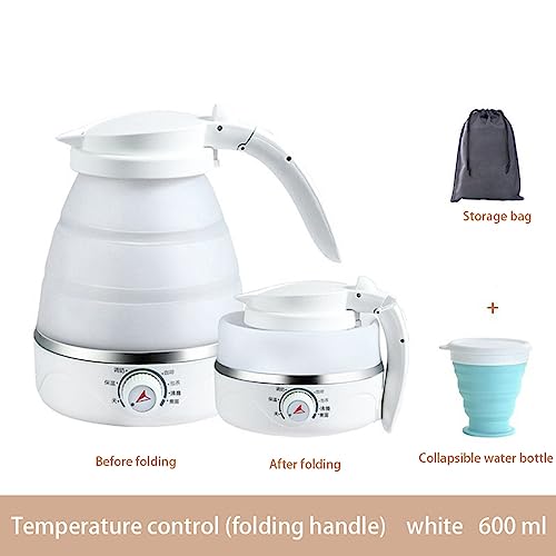 Foldable Electric Kettle, 600ML Travel Foldable Electric Kettle, Travel Foldable Electric Kettle with 2 Foldable Cup Set, Silicone Folding Electr