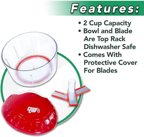 Crank Chop Food Chopper and Processor Original - Chop Dice Puree Vegetables Onions Tomatoes Garlic Meats and Nuts in Just Seconds for Delicious M