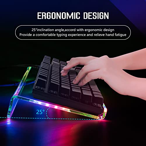 Premium Acrylic Computer Keyboard Stand,366 Kinds RGB LED Backlit Keyboard Tray,Gaming Keyboard USB Interface Titled Keyboard Stand,Clear Acrylic