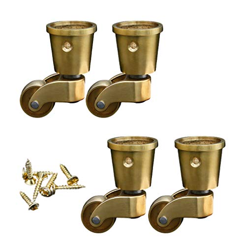 SKOAJAS Plate Casters Solid Brass Caster Wheels,Round-Cup Swivel Furniture Castor,Universal 360 Degree Swivel Casters,Sofa Chair Furniture Castor