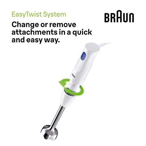 Braun MultiQuick 1 Hand Mixer MQ10.001M, Lightweight Mixer with EasyTwist Technology, One Speed, 600ml Beaker Included, 450W, White