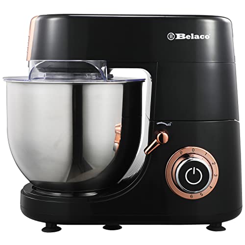 Belaco Full Size Stand Mixer 7L Stainless Steel Mixing Bowl Food Mixer 1500W Tilt Head 6 Speed Timer Digital Kitchen Mixer with Whisk, Beater & D