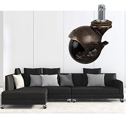 SKOAJAS Plate Casters 4 x Office Chair Castor wheels 2 inch 50mm Stem M11 Nylon Ball Swivel Casters 60kg per wheel Wear resistant Universal for F