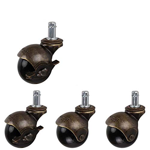 SKOAJAS Plate Casters 4 x Office Chair Castor wheels 2 inch 50mm Stem M11 Nylon Ball Swivel Casters 60kg per wheel Wear resistant Universal for F