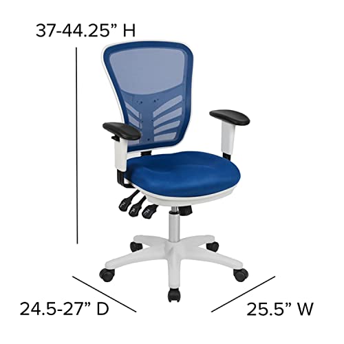 Flash Furniture Office Chair, Mesh, Foam, Polyester, Plywood, Plastic, Metal, Blue, 68.58 x 64.77 x 112.4 cm