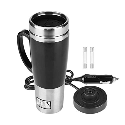 Keenso Car Electric Heating Mug 12V 50W, Stainless Steel Electric Heating Travel Kettle Cup Water Heating Bottle for Water Tea Coffee Milk 450ML