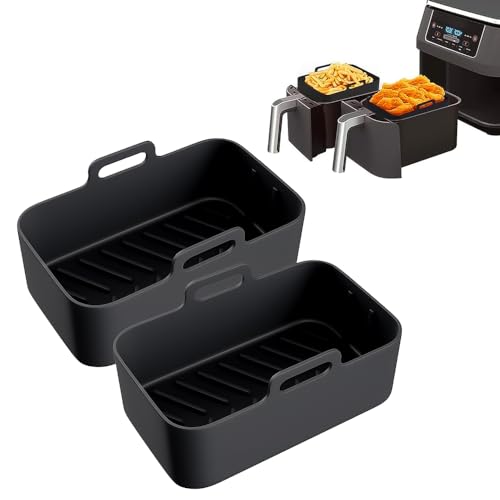 Get The Trend Silicone Air Fryer Liner - 2PCS Airfryer Liners for Ninja Dual Air Fryer, Ninja Air Fryer Accessories, Air Fryer Silicone Liner Air