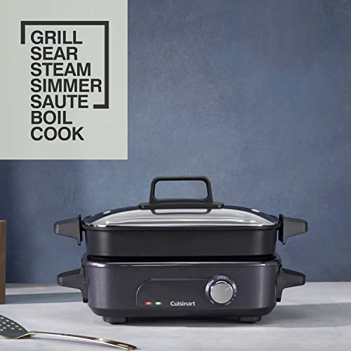 Cuisinart Cook In 5 in 1 Multi Cooker Grill, Sear, Steam, Simmer and Cook Non-Stick Midnight Grey GRMC3U