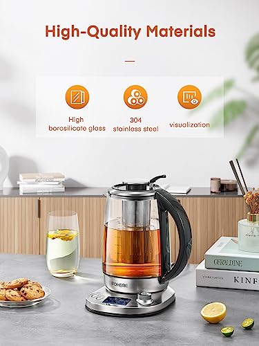 Electric Kettles, FOHERE Kettles Electric Fast Boil Quiet, Variable Temperature Kettle - 40℃~100℃, Keep Warm 2Hr, Detachable Filter Kettle, Auto