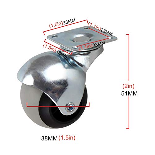 SKOAJAS Plate Casters Ball Caster Wheels Moving Caster Wheels,Swivel Wheels for Furniture,TPR Trolley Wheels,360 Degree Rotating Ball Castors wit