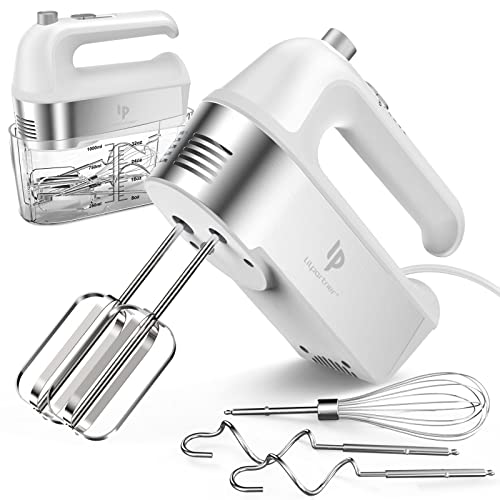 Hand Mixer Electric, 450W Kitchen Mixers with Scale Cup Storage Case, Turbo Boost/Self-Control Speed + 5 Speed + Eject Button + 5 Stainless Steel