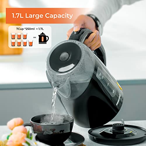 Geepas 2200W Illuminating Electric Kettle | Boil Dry Protection & Auto Shut Off | 1.7L Cordless Jug Kettle with LED Lighting for Hot Water Tea or