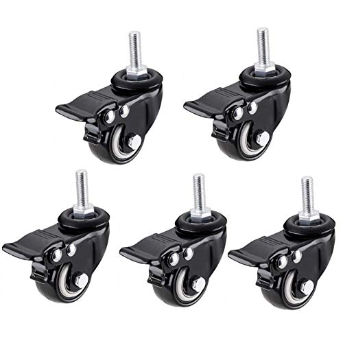 M8 Threaded Casters, Heavy Duty Swivel Casters with Brakes, Swivel Casters Used for Home Furniture/Office Cabinets/Shopping Carts, Load Capacity