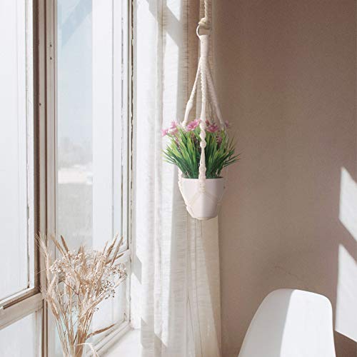 2 Pack Macrame Plant Hangers, Cotton Rope Woven Indoor Outdoor hanging plant holder Wall Hanging Planter Ceiling plants for Flower Pot, Hanging P