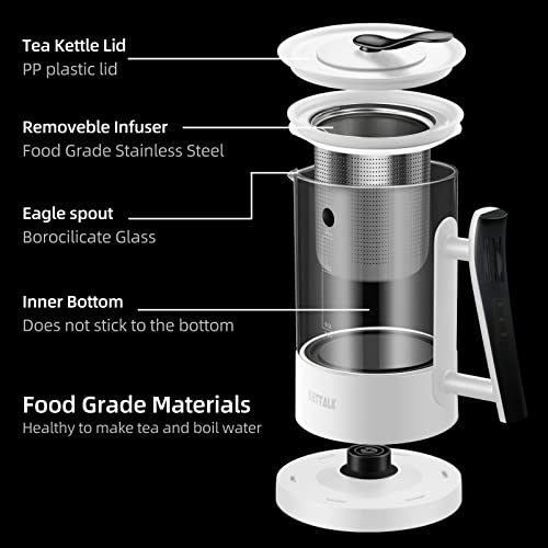 Electric Kettle,1.2L Electric Tea Kettle With Touch Control, Smart Temperature Control Hot Water Kettle With Removable Infuser,Tea Maker Coffee P