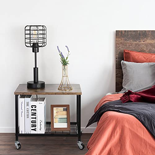 Pinter Rolling Cart 2 Tier Mobile Printer Stand Under Desk Storage Cart Industrial Printer Table with Wheels for Fax Machine, Copier, Scanner in