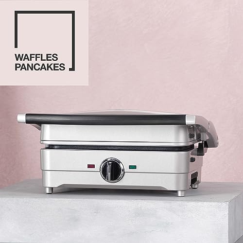 Cuisinart Style Collection 2 in 1 Waffle & Pancake Maker| Non-Stick Removable Plates | Frosted Pearl | WAF2U (Pack of 1)