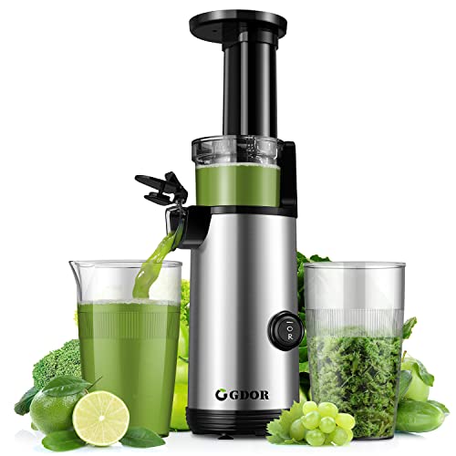 GDOR Cold Press Juicer Powerful Masticating Juicer Machines Easy to Clean Slow Juicer Compact Juice Extractor Machine with High Juice Yield, 600m
