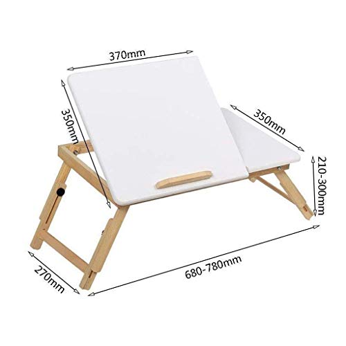 SMLJLQ White Office Computer Desk, Folding Laptop Shelf Table Can Be Raised and Lowered