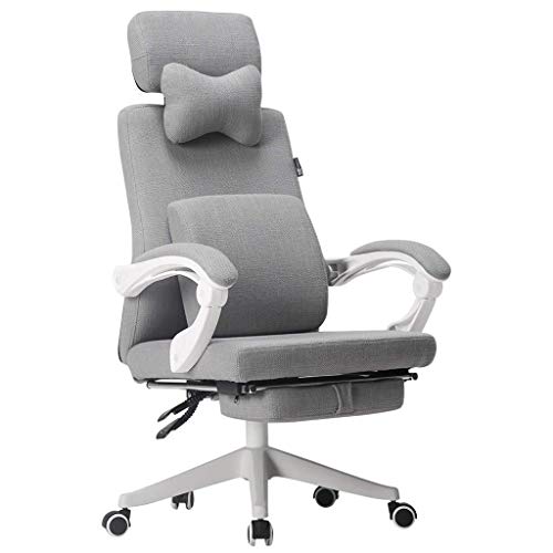 MU Computer Chair,Fabric Home Study Swivel Chair Nordic Boss Chair Ergonomic Chair Comfortable Office Chair Loading 400Kg,Gray,70 * 70 * 114Cm