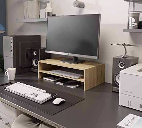 ComfortCove Monitor Stand, 2 Tiers Computer Monitor Riser, Laptop Stand, Computer Stand, Printer Stand with Storage Shelf, ideal for your Home Of