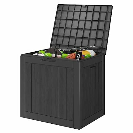 DAGIF 31 Gal Outdoor Storage Deck Box Waterproof and UV Resistant Resin Deck Box for Patio Pillows, Children Toys,Sports Equipment, Garden Tools
