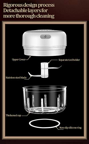 Electric Mini Garlic Chopper, Seasoning and Spice Chopper, Portable Ice Crusher Food Processor, Used for Chilli Pepper Vegetable Nut Meat