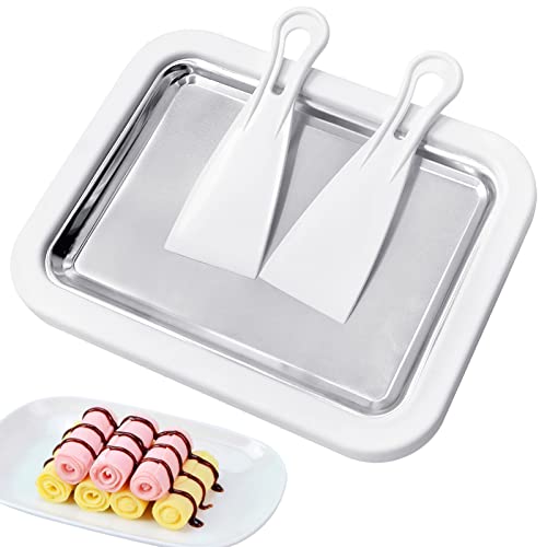 Ice Cream Roll Maker with 2 Scrapers, Iceten Instant DIY Ice Cream Roller Pan,Make Easy Ice Cream Rolls for Homemade Rolled Cream Frozen Yogurt G