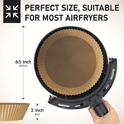 Air Fryer Liners (6.5 inch), 125PCS Airfryer Liners, Disposable Air Fryer Paper Liners, Food Grade Air Fryer Parchment Paper Liners, Compatible w