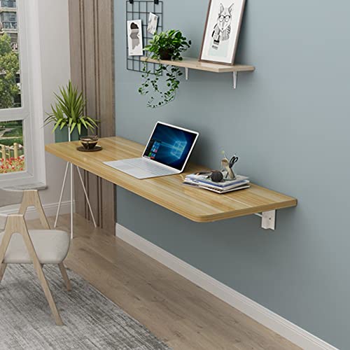 KUKIXO Wall Mounted Folding Table,Folding Wall Mounted Desk, Space Saving Fold Down Floating Desk for Study, Drop Leaf Tables for Small Spaces Of