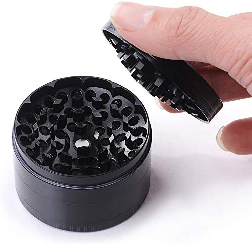 Golden Bell Grinder 2.36 inch Spice Grinder 4 Layers with Concave Lid Zinc Alloy - Black