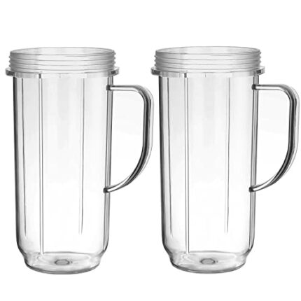 Yur1help MB-00122oz Cups Compatible with NutriBullet Magic Bullet 200W Blender Mixer, 2 Pack Tall Mugs Replacement Parts Accessories for Magic Bu
