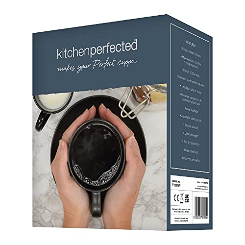 KitchenPerfected 1000w 0.9Ltr Corded Lightweight Travel Kettle with 2 cups - Cream - E1201WI