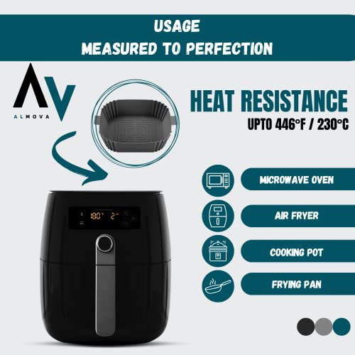 ALMOVA Silicone Air Fryer Liner 2 PCS Reusable Airfryer Silicone Liner 7.8" 19.8 cm Ninja Air Fryer Accessories Replacement for Parchment Papers