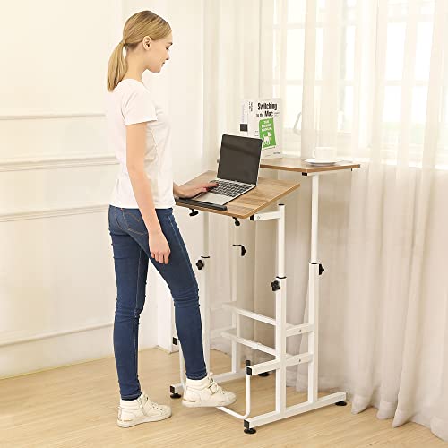 SDADI 2 Inches Carpet Wheels Mobile Standing Desk Stand Up Desk Height Adjustable Home Office Desk with Standing and Seating 2 Modes 3.0 Edition,