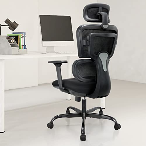 KERDOM Ergonomic Office Chair High Back Desk Chair Breathable Mesh Computer Chair with Adjustable Headrest and 3D Armrest 968