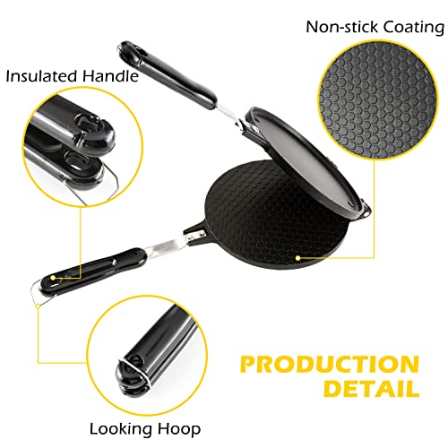 Dyna-Living Non-Stick Egg Roll Waffle Cone Machine Ice Cream Cone Maker Cooking Tools with Heat-Insulation Handle for House Commercial Homemade D