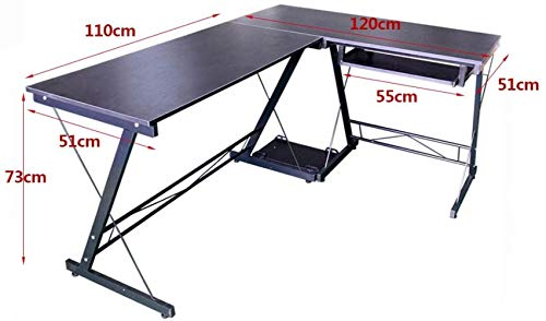 WLABCD Table Computer Desk L Shape Office Corner Table,Standing Combination Workbench Home Workstation Studio/Black / 116×120×73cm