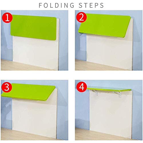 MYYINGELE Folding Wall-mounted Table for Small Space, Solid Wood Kitchen Drop Leaf Table, Compact Computer Study Desk for Office Home, Blue, 80x4