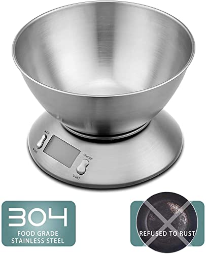 Electronic Kitchen Scales, Uten Kitchen Digital Scale with Detachable Stainless Steel Bowl 11lb/5kg, with Ambient Temperature Sensor and Cuisine