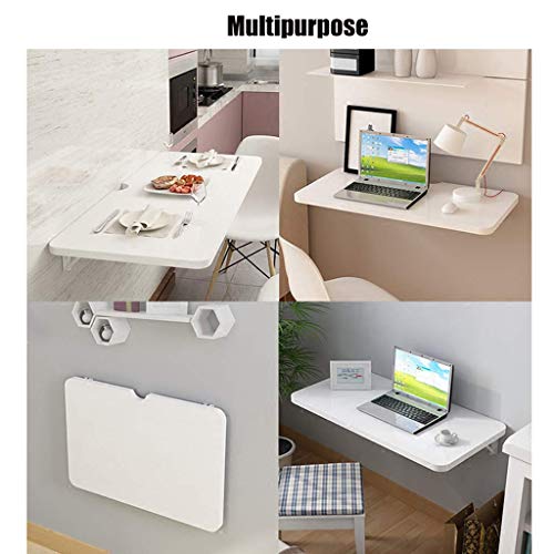 MYYINGELE Foldable Wall Mounted Laptop Table Fold Down Dining Table for Small Space Wood Home Office Computer Desk, Black, 80 * 40cm/31 * 16in