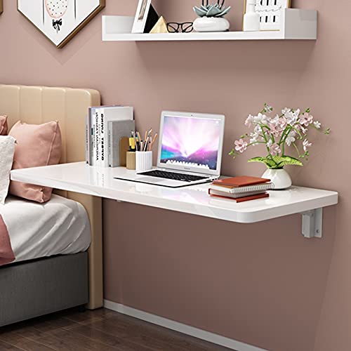 Wall Mounted Folding Table Folding Desk Home Folding Table Space Saving Wall Mounted Desk for Study, Home, Office, White (Color : White, Size : 1