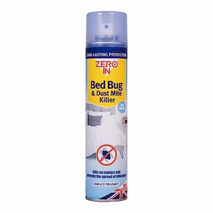 Zero In Bed Bug & Dust Mite Killer - 300ml Aerosol. Ready-To-Use. Prevents Allergies, Long-Lasting Protection for Over 2 weeks Treats Mattresses,