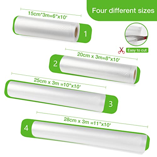 Vacuum Food Sealer Bags Rolls - 6 Roll 15|2x20|2x25|28 x300cm BPA Free Durable Vacuum Food Bags,Puncture Prevention Great for Food Storage and So