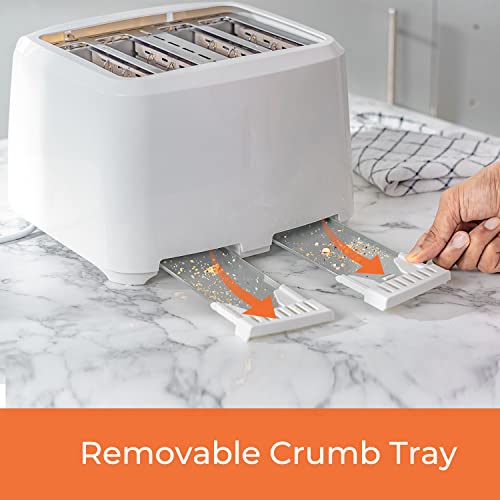 Geepas 4 Slice Bread Toaster with 6 Level Browning Control | Removable Crumb Tray, Cancel Function, Cord Storage & Cool Touch Plastic Housing | 1