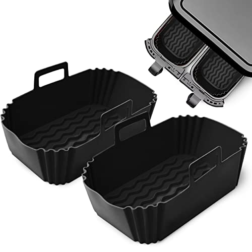Silicone Pot for Ninja Dual Air Fryer - Set of 2 | Silicone Air Fryer Liners Reusable for Double Air Fryer, Dual Air Fryer Basket | Ninja Air Fry