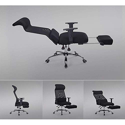 MU Home Office Swivel Chair - Comfortable Nap Reclining Boss Chair Staff Chair Adjustable Headrest, Back and Armrest Mesh Chair with Footrest